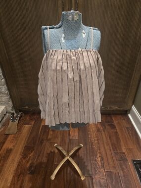 Current Air Taupe Pleated Mini Cami with Black Piping